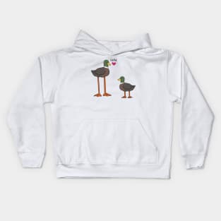 Silly duck love design Kids Hoodie